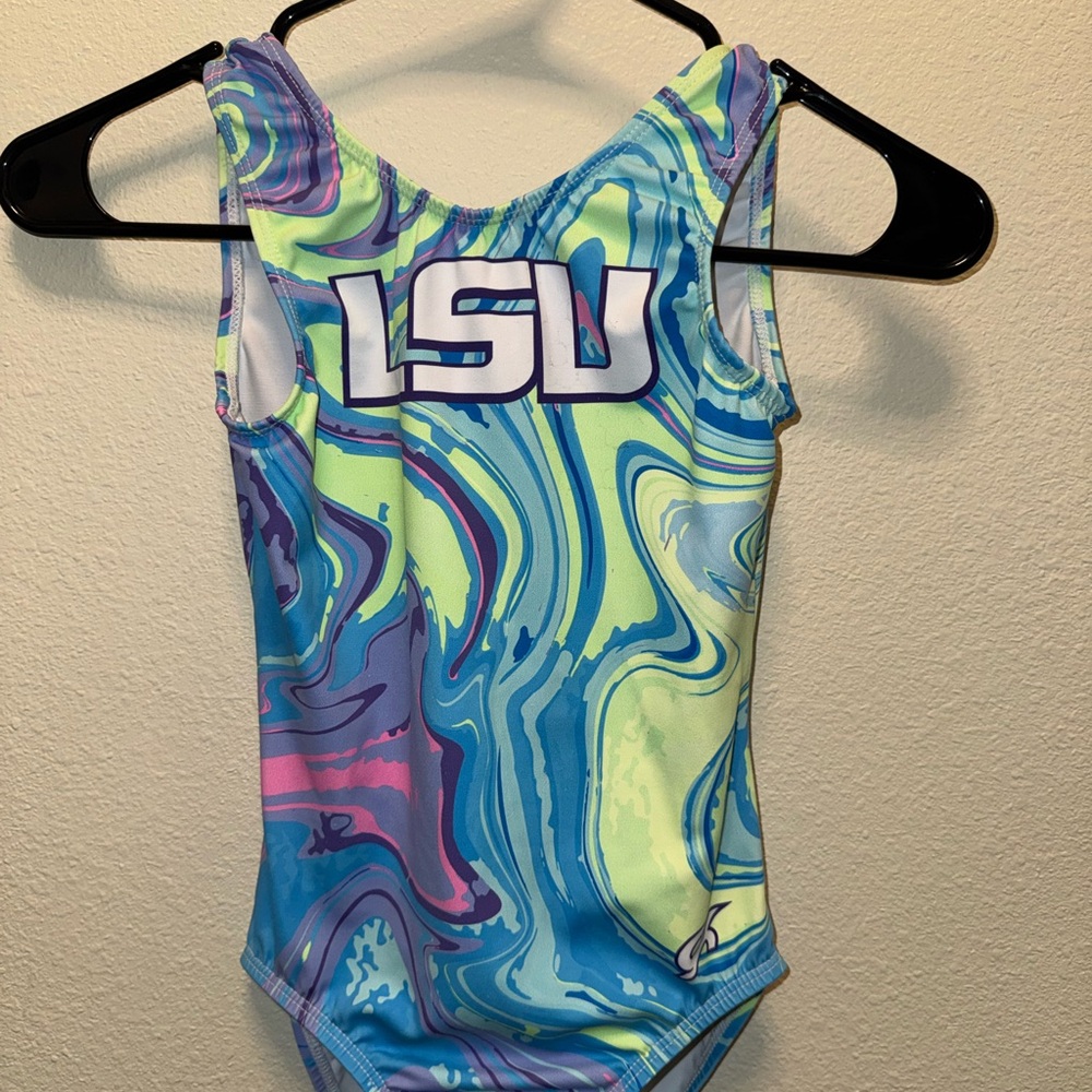 LSU LEOTARD- Blue and Green MARBLE DESIGN